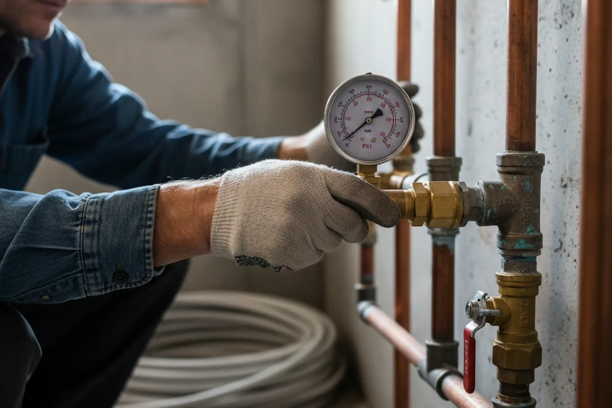 Pressure testing a repaired line during Water Line Repair in Fredericktown